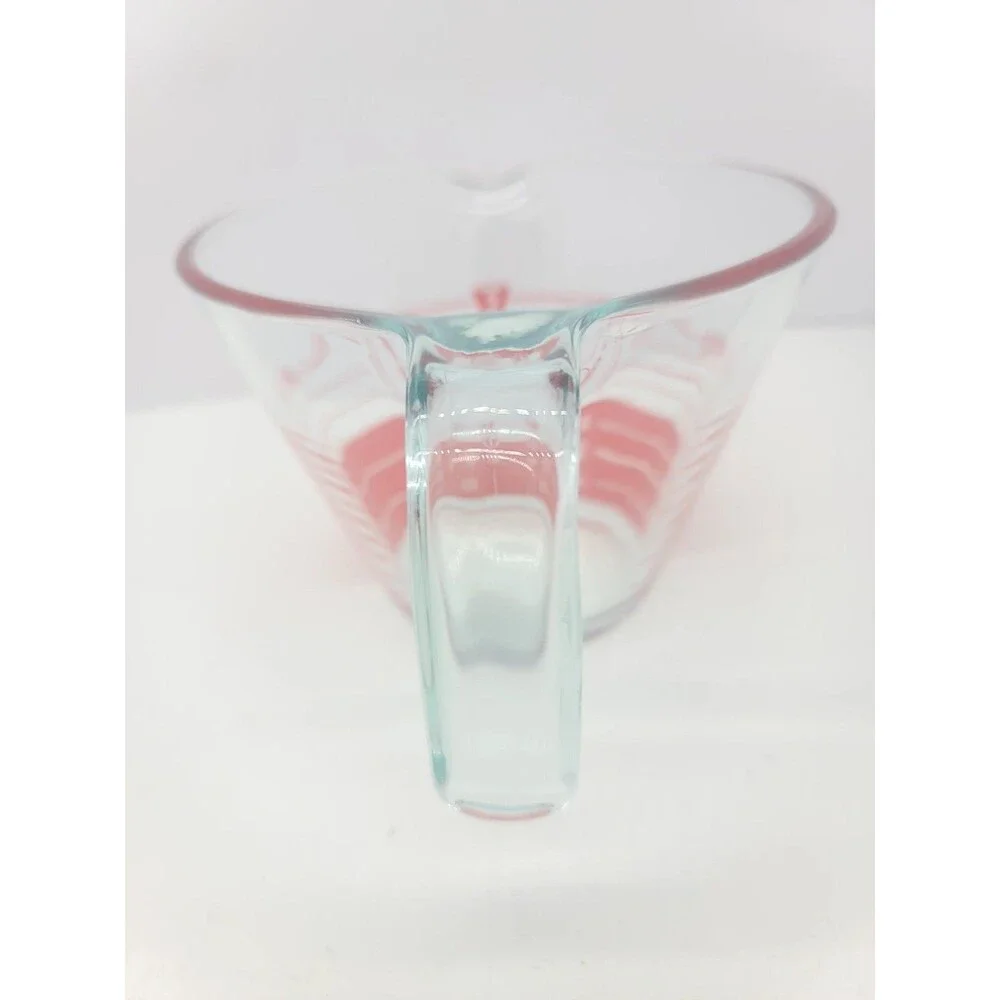2 Cup Glass Pyrex Red Lettering Measuring Cup